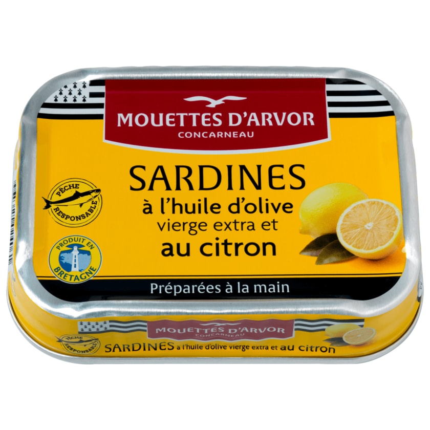 Mouettes d'Arvor Concarneau Sardinen in Olivenöl mit Zitrone 115g
